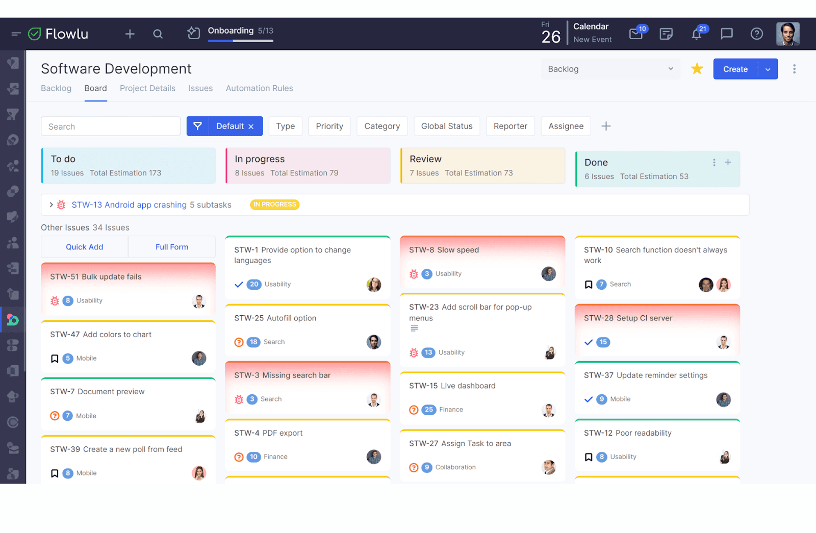 Task management kanban boards on Flowlu