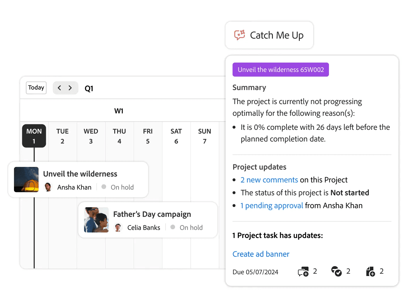 A screenshot of Adobe Workfront's project tools