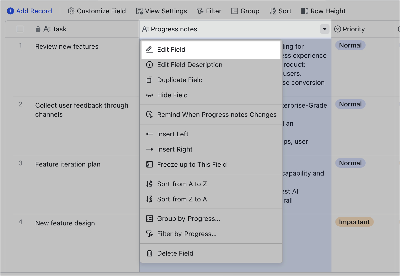 Use text fields in Base