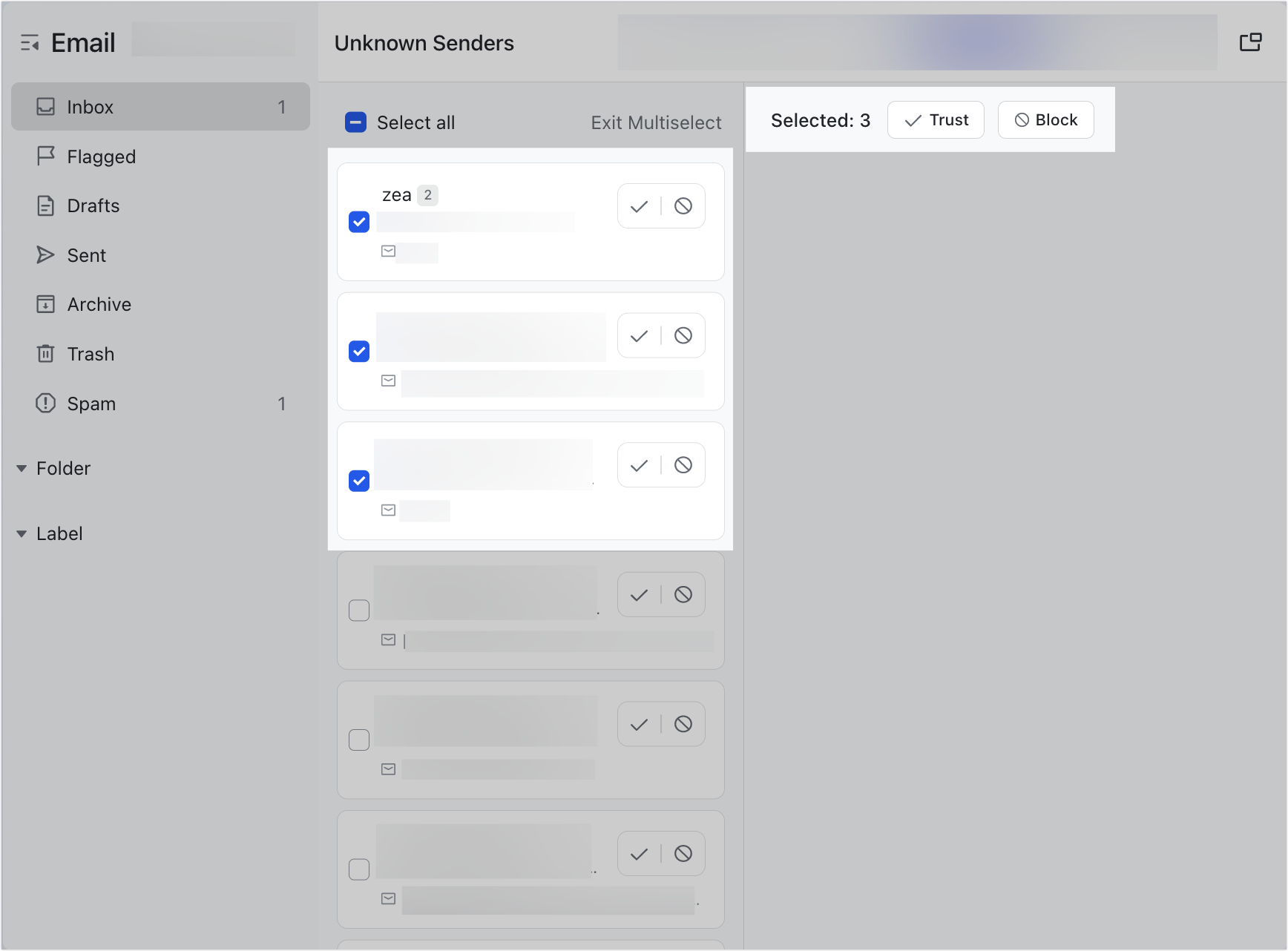 Filter out emails sent from unknown senders