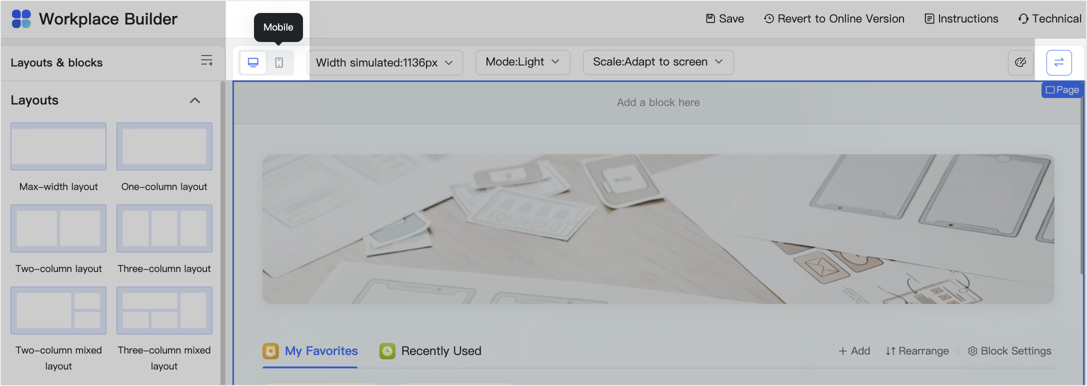 Use the Top Navigation block