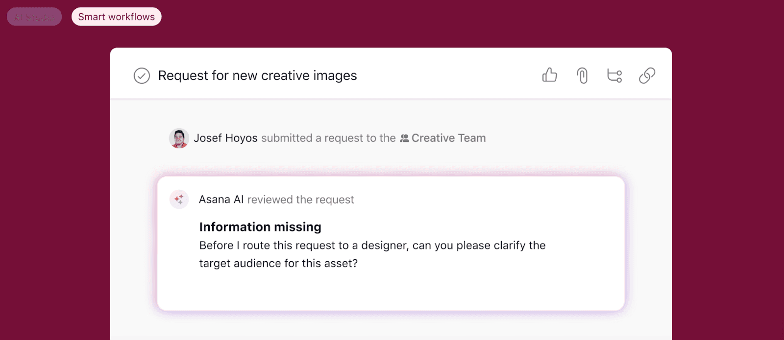 Workflow automation and progress tracking in Asana