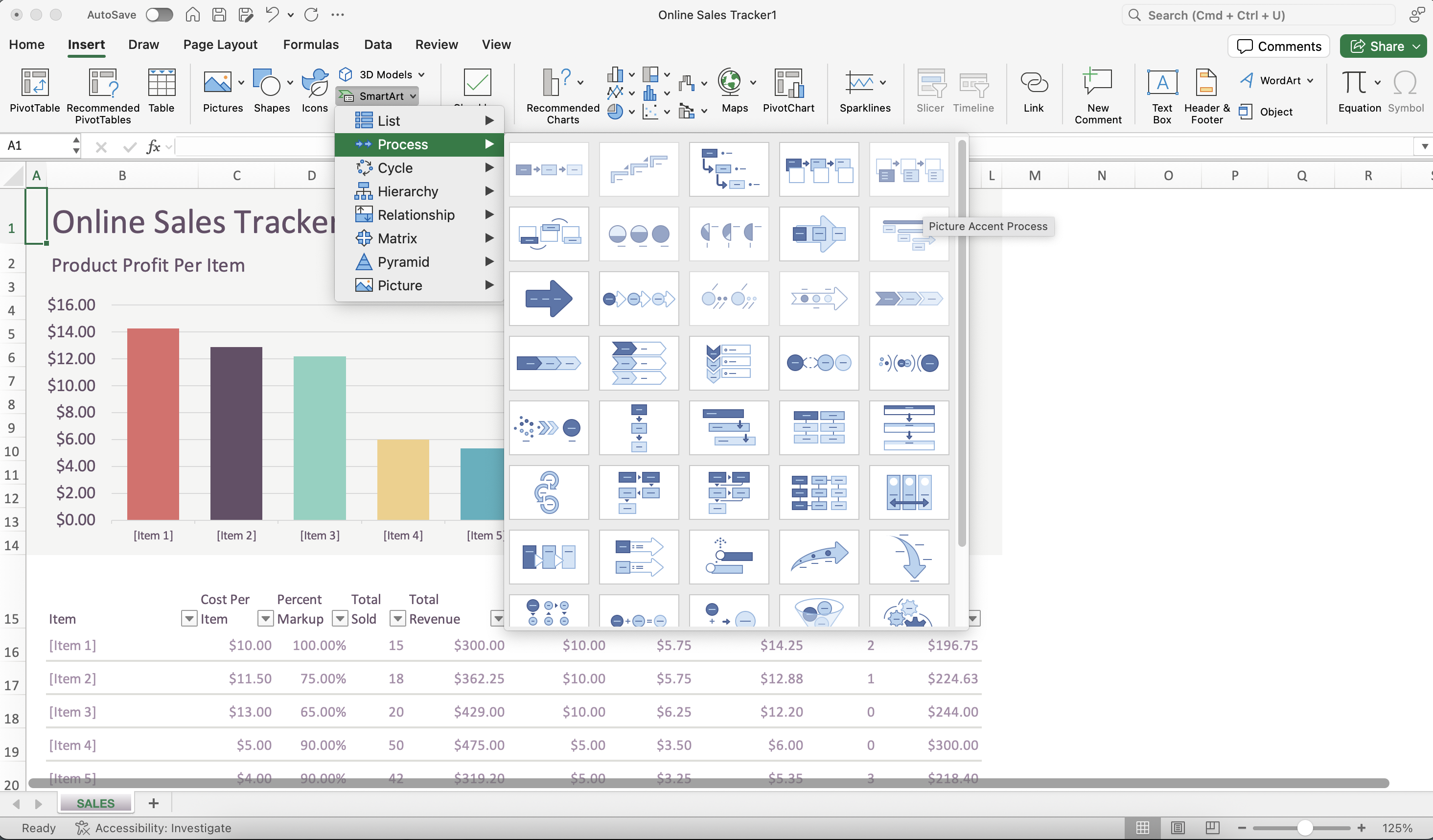 Create a project timeline using SmartArt