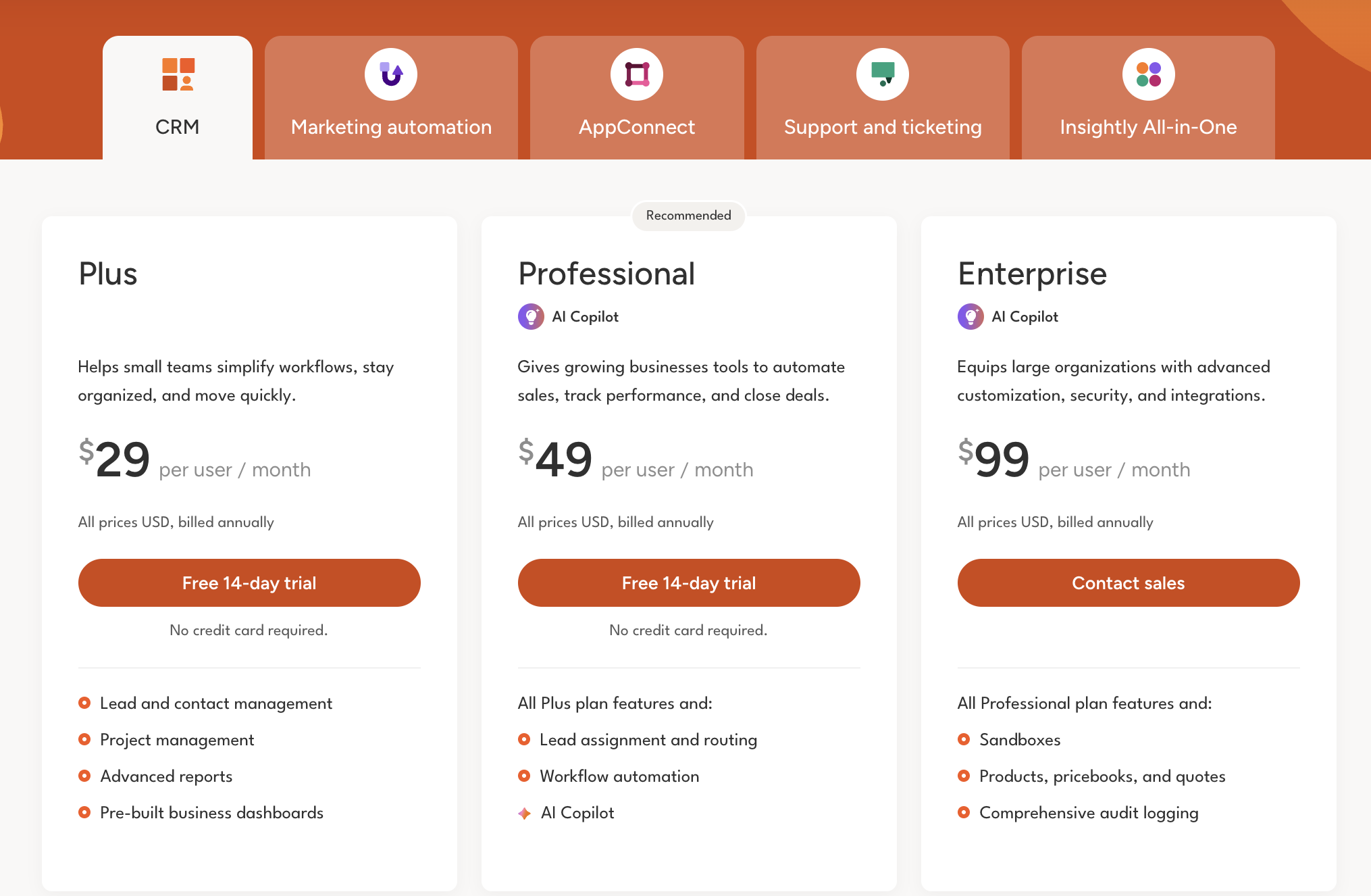 Insightly CRM pricing