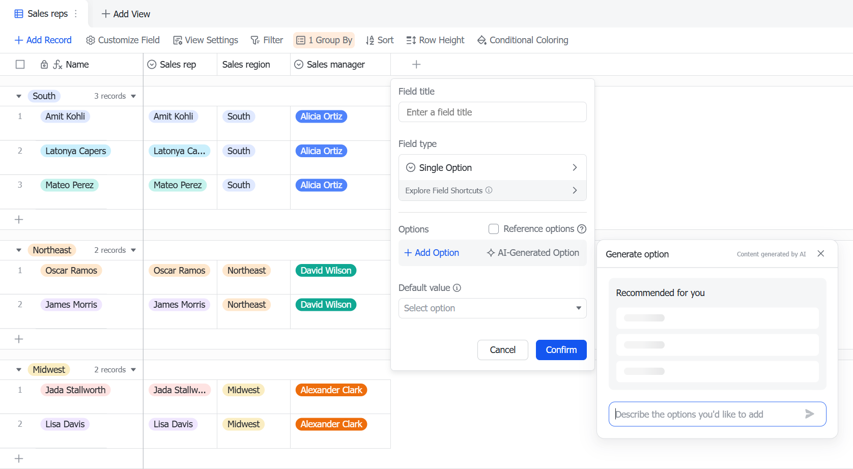 Automatically generating field choice in Lark Base