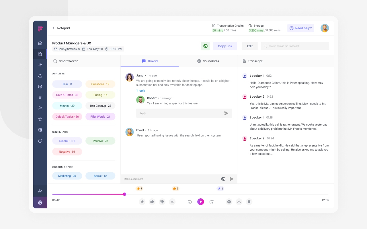 Fireflies.ai supports AI notes with CRM sync