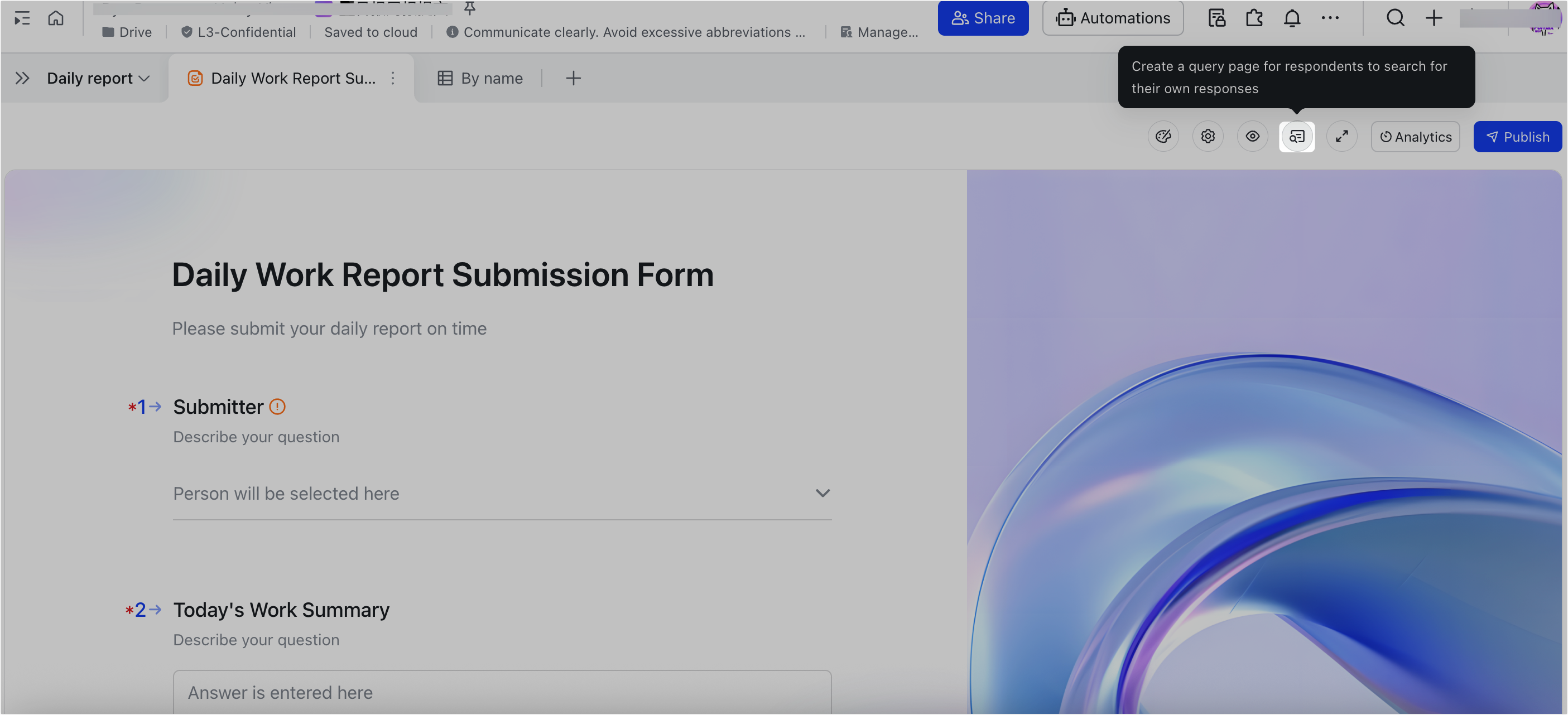 Use the query page in Base