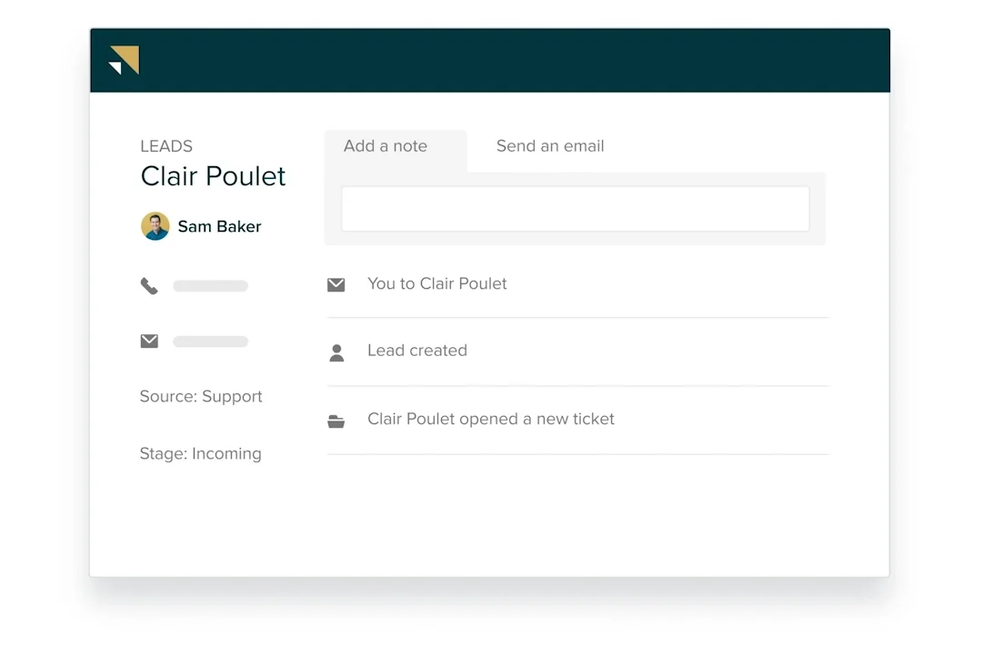 Lead interface of Zendesk Sell