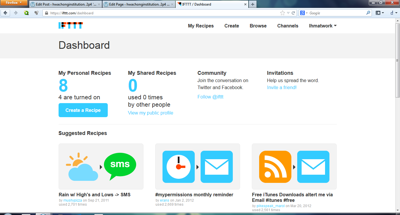 IFTTT applet creator showing simple trigger and action setup