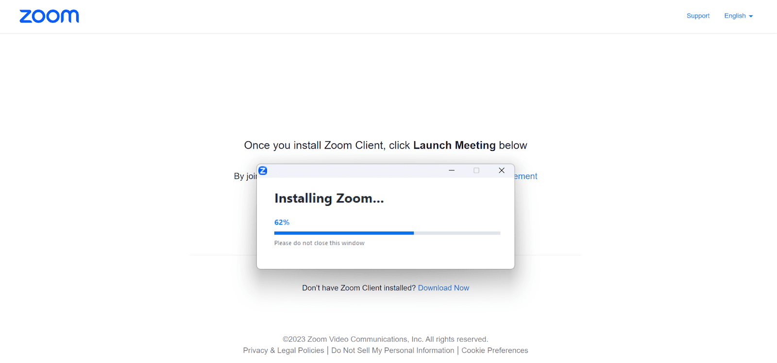  Screenshot of downloading and installing Zoom