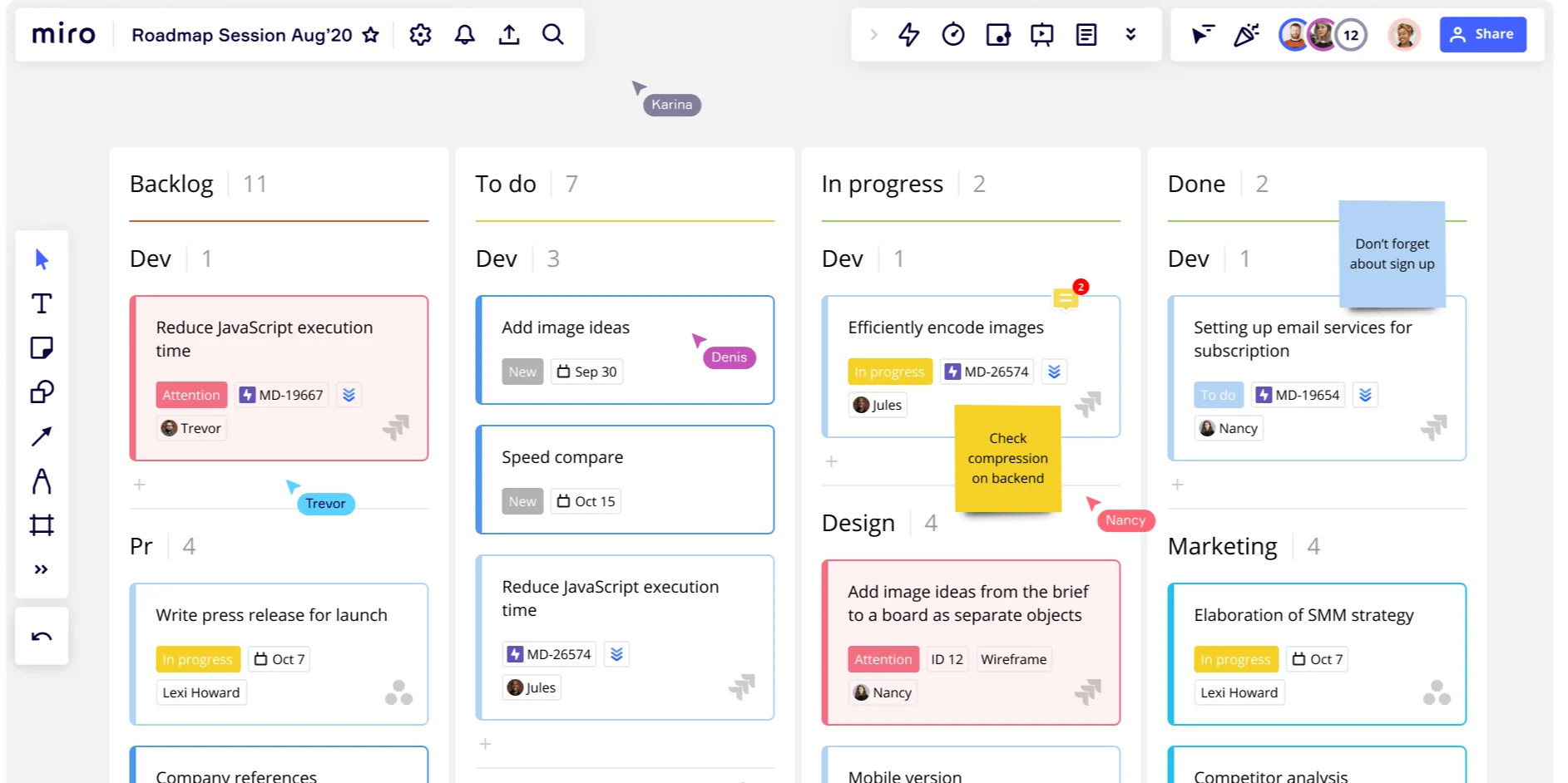 Miro workflow task management