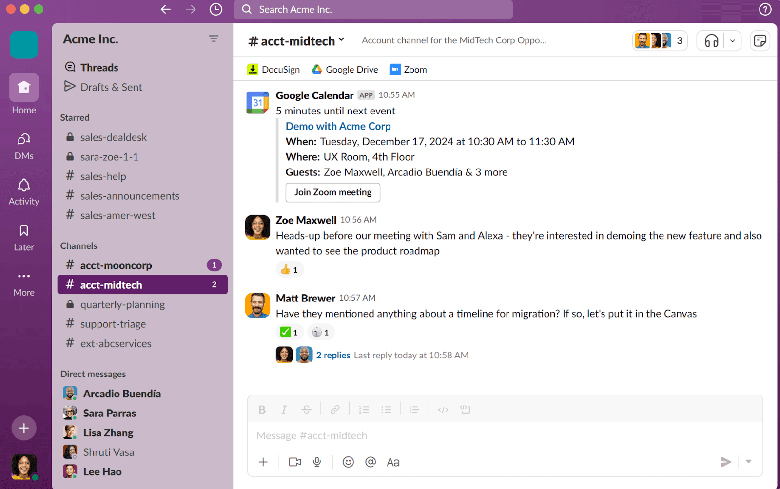 slack homepage overview