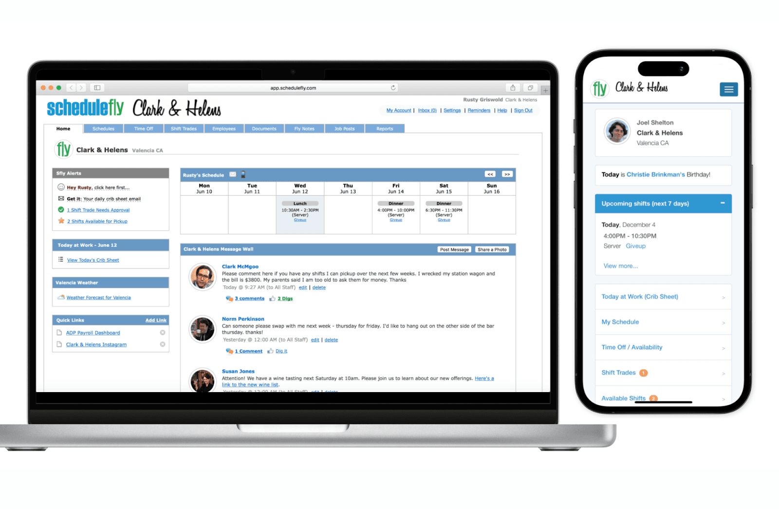 Interface of Schedulefly