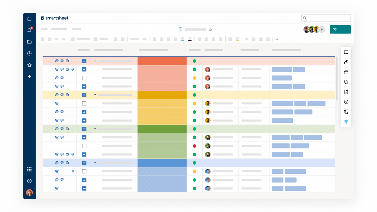 Smartsheet is spreadsheet-style Teamwork alternative for process tracking
