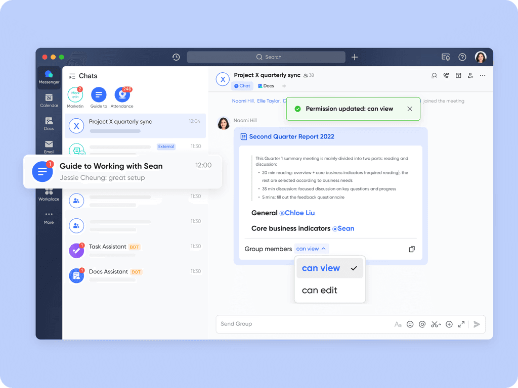Screenshot of Lark Docs interface