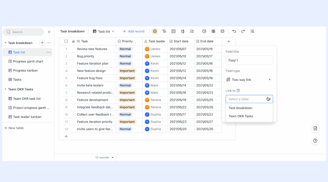 Lark Task dashboard
