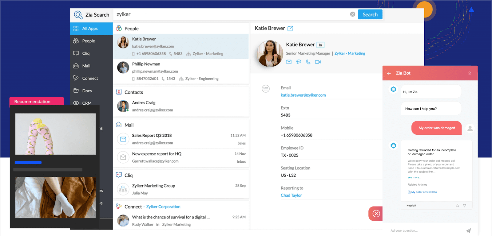 Zoho Zia, the AI-powered assistant for your business