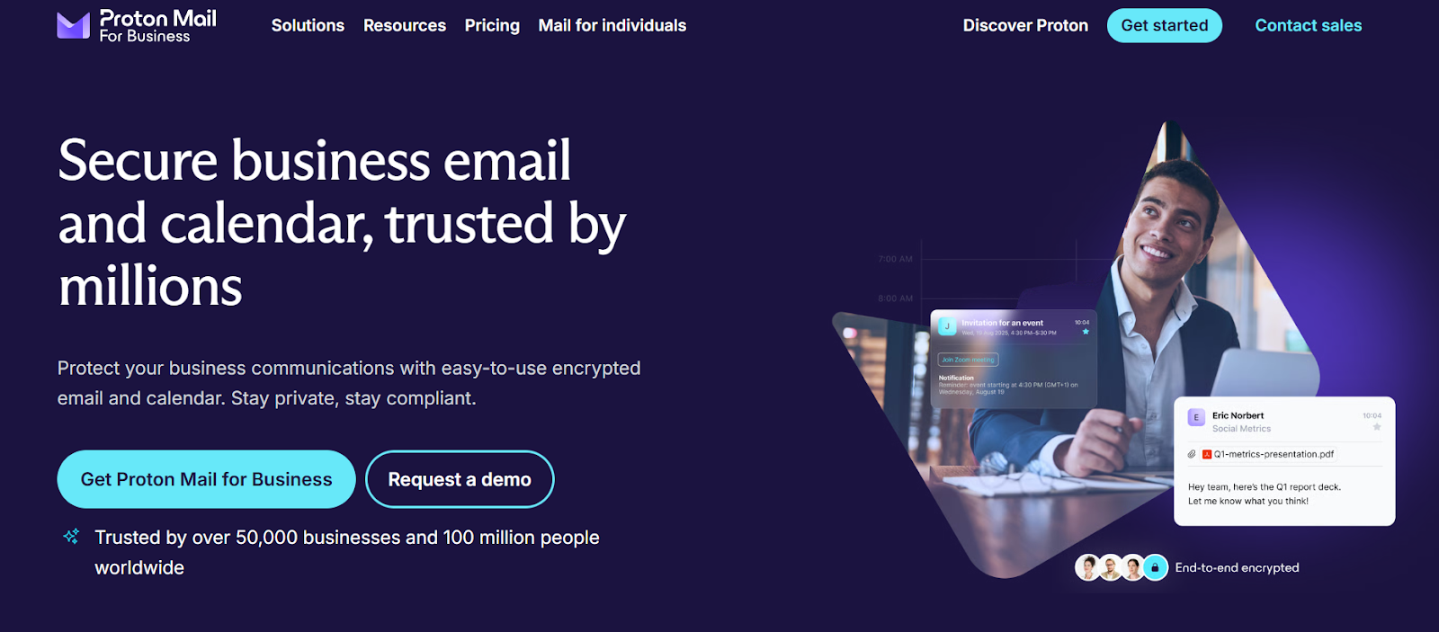 Proton Mail for Business Homepage