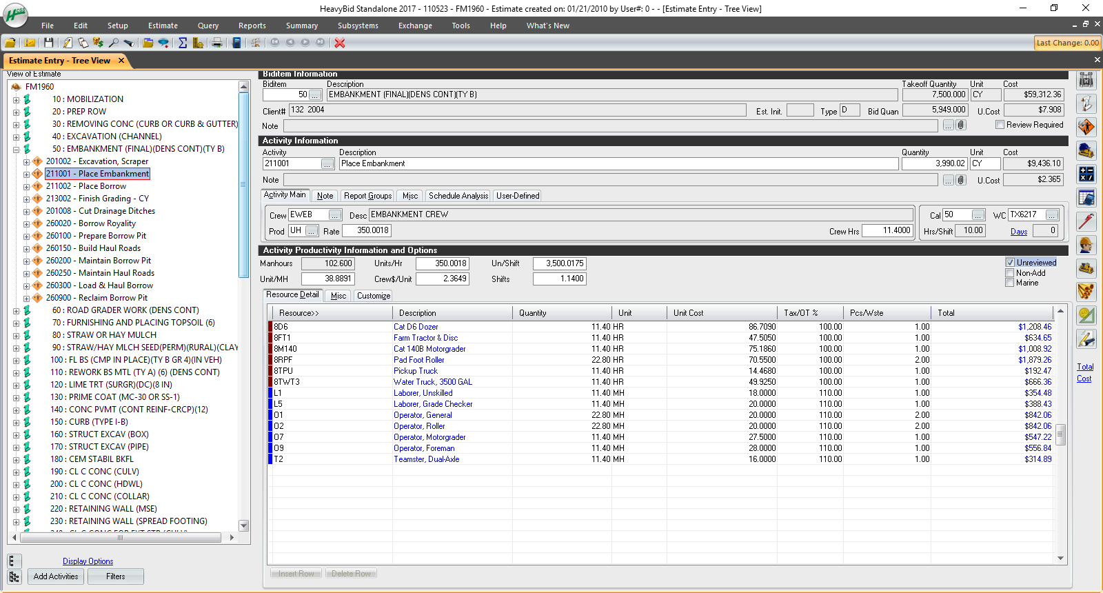 HeavyBid: Estimating for heavy and civil construction