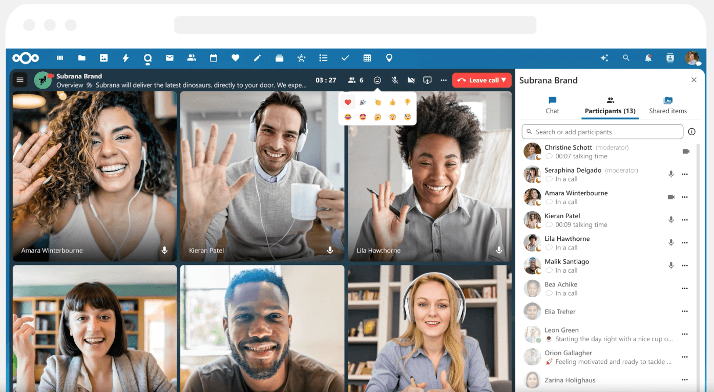 Interface of Nextcloud Talk