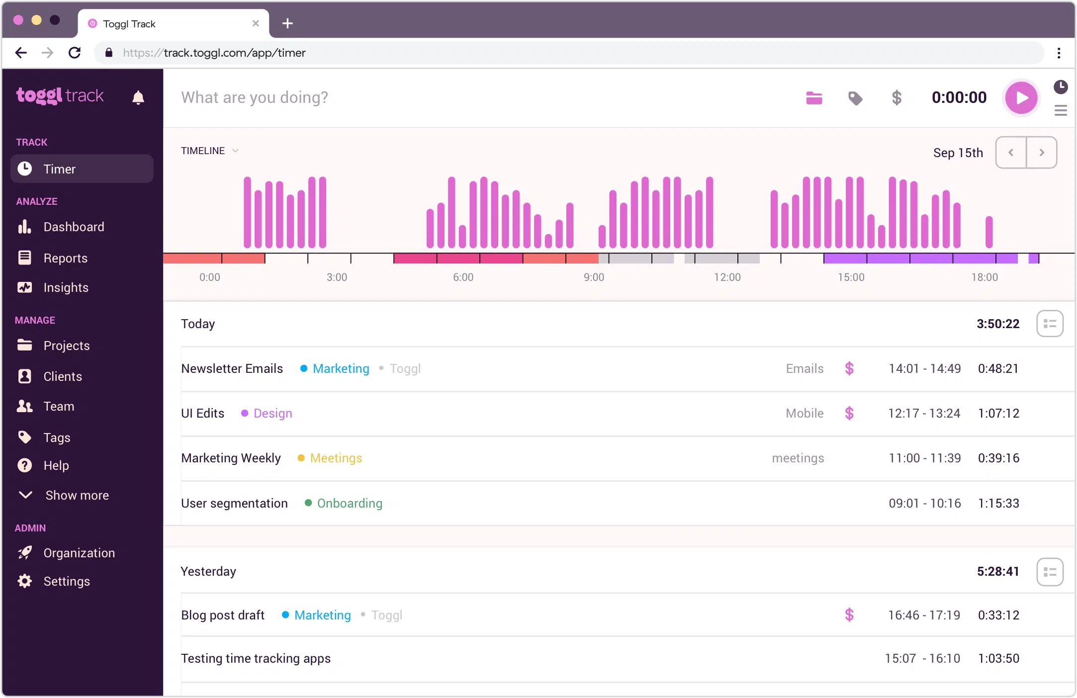 Toggl Track for simple and intuitive time tracking