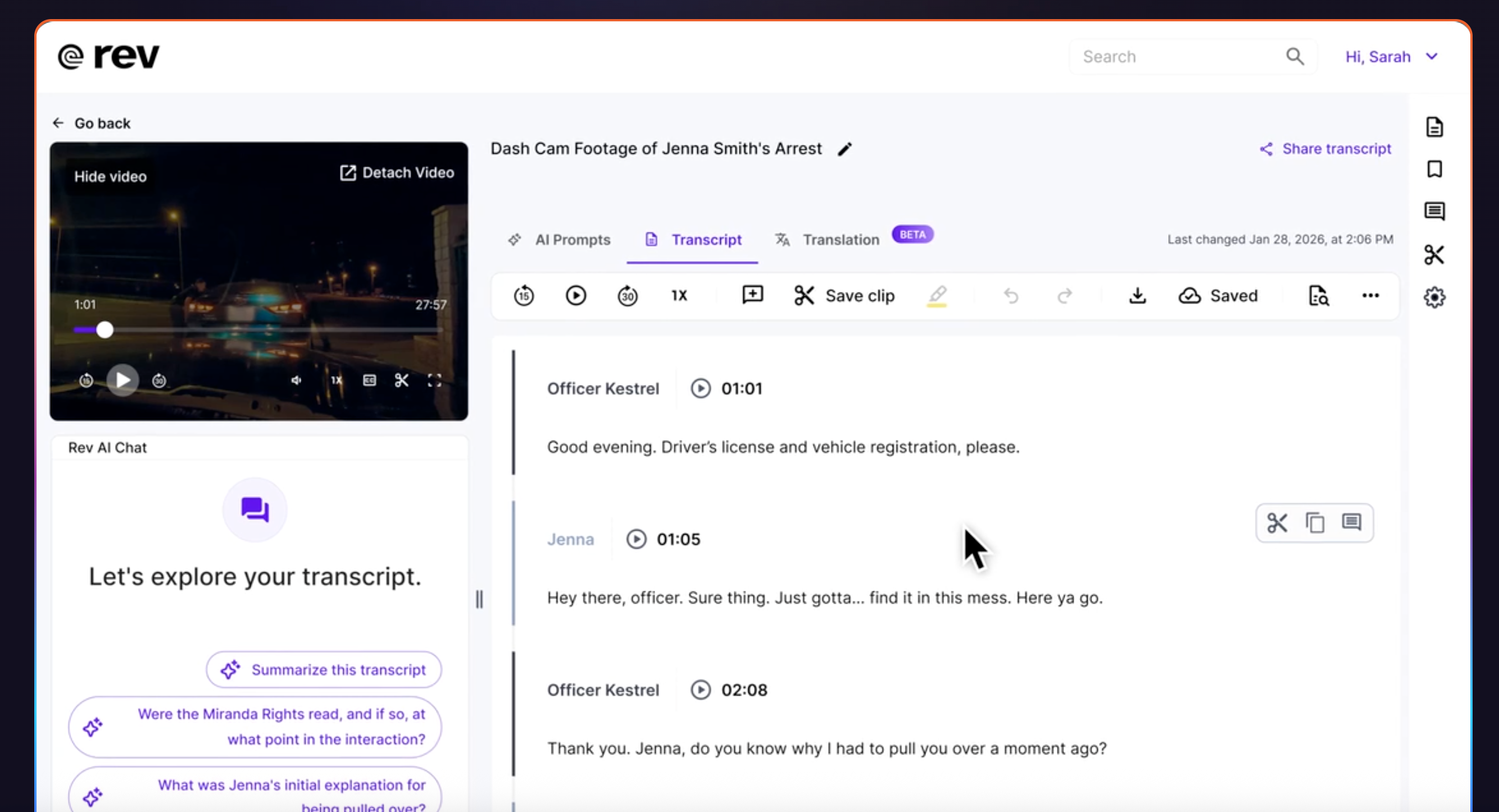 Interface do Rev, um dos melhores softwares gratuitos de transcrição com IA