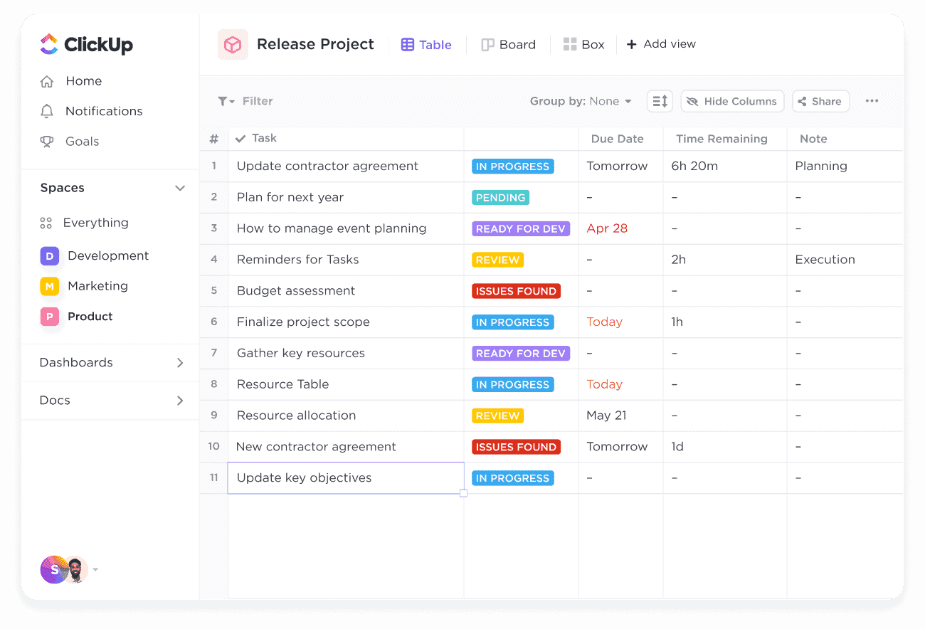 An image showing the ClickUp platform