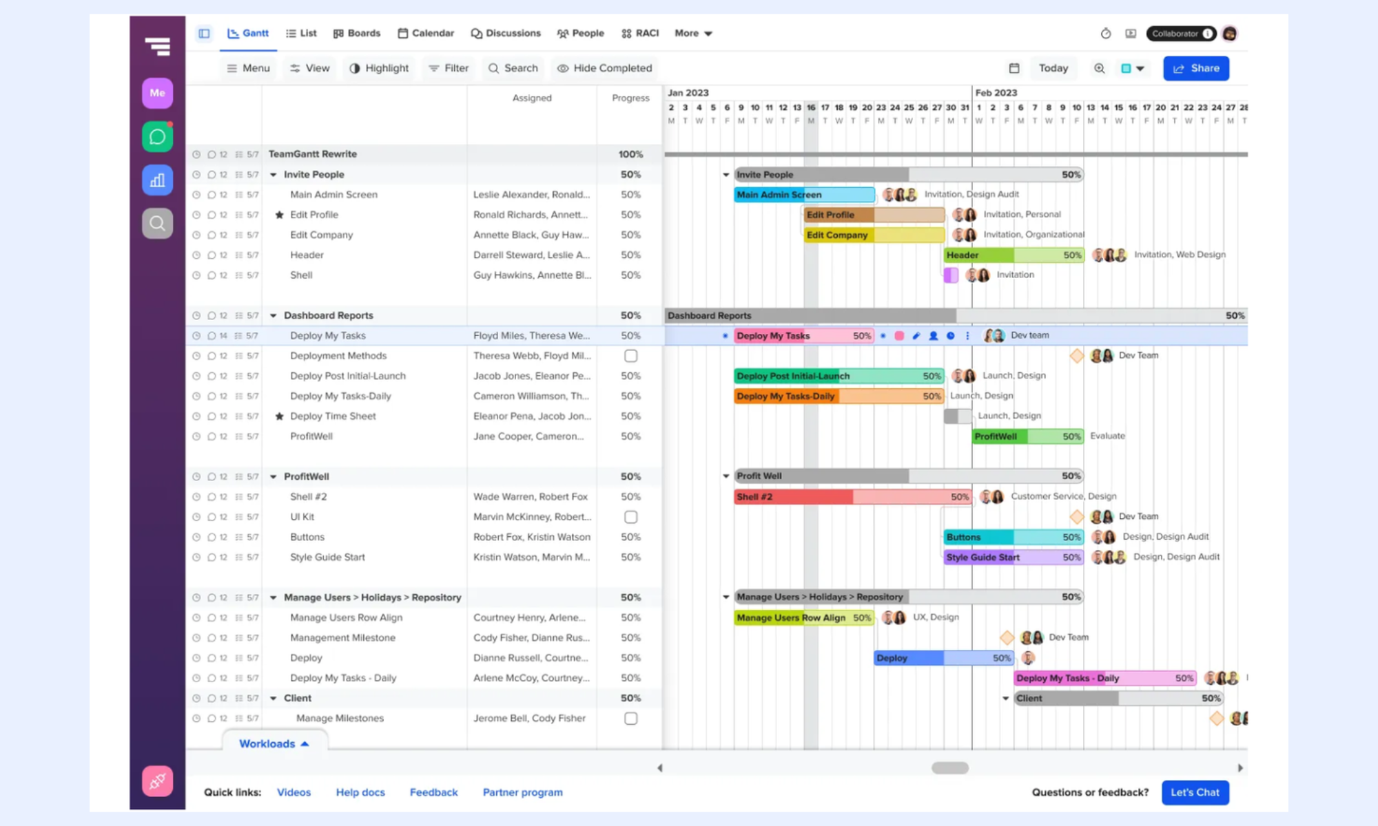 TeamGantt: Gantt chart-focused project management tool