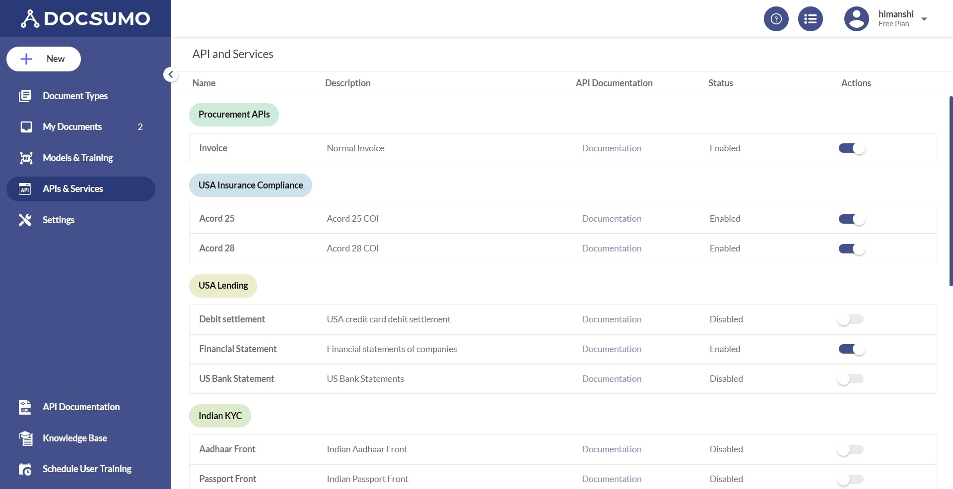 Docsumo allows template-free extraction for invoices, IDs, and forms