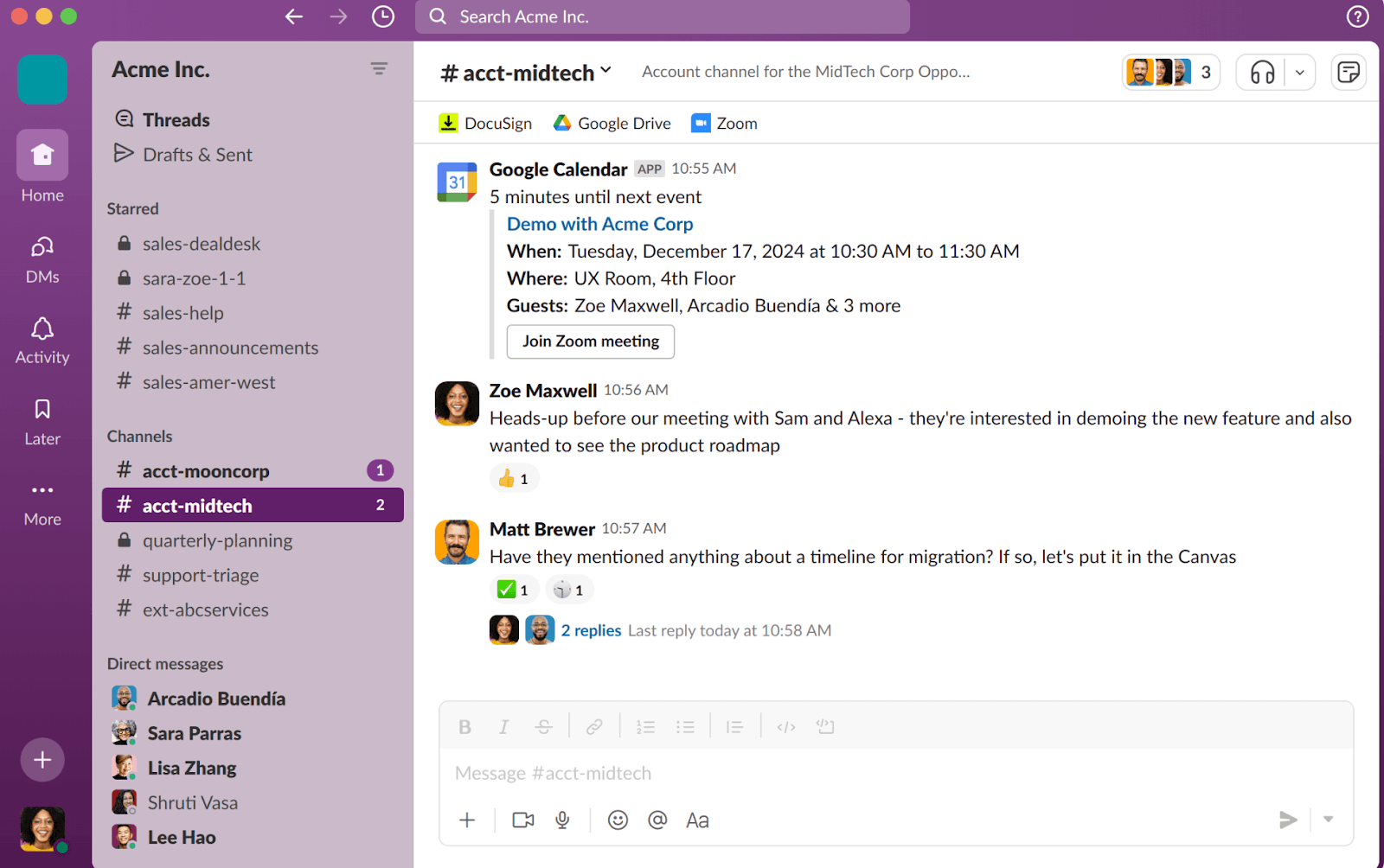 slack homepage overview