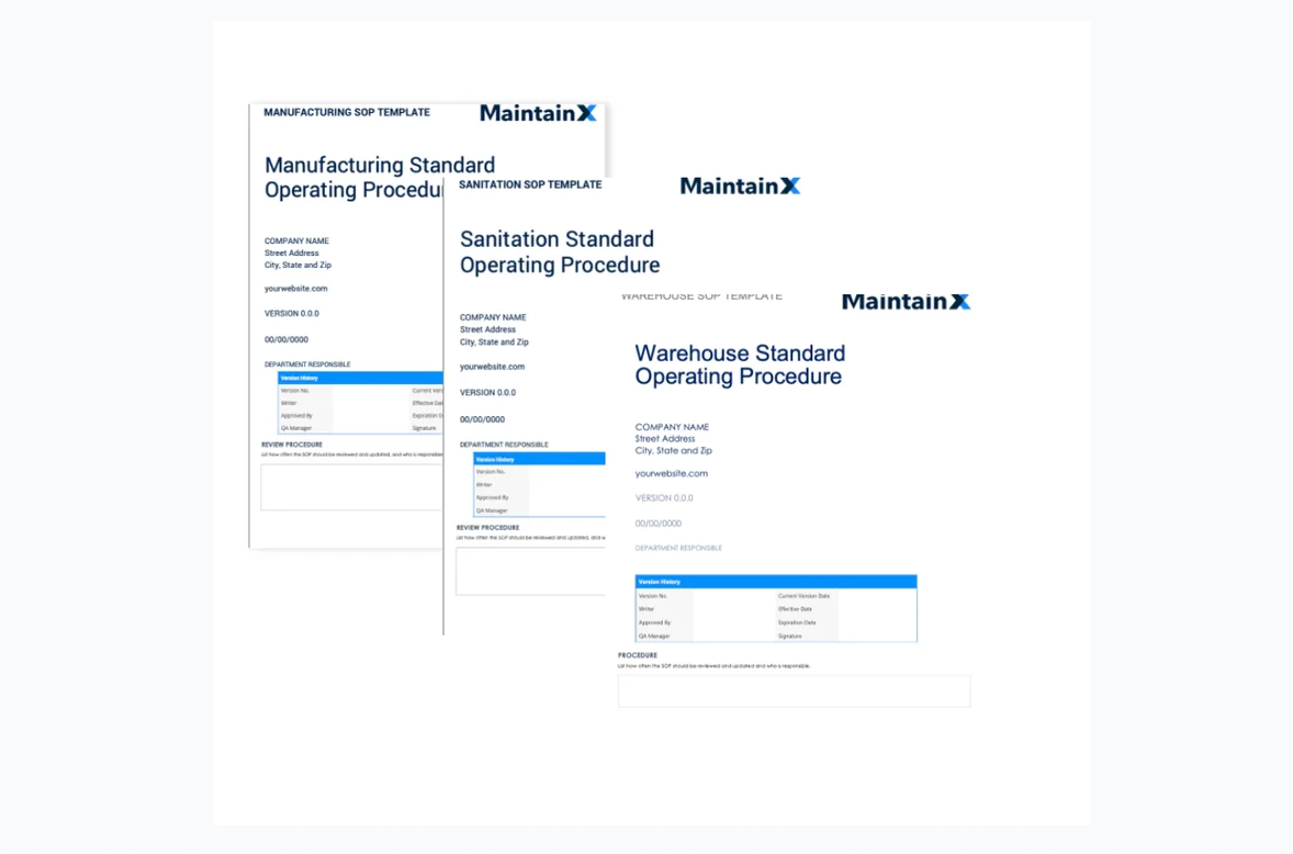 SOP template from MaintainX