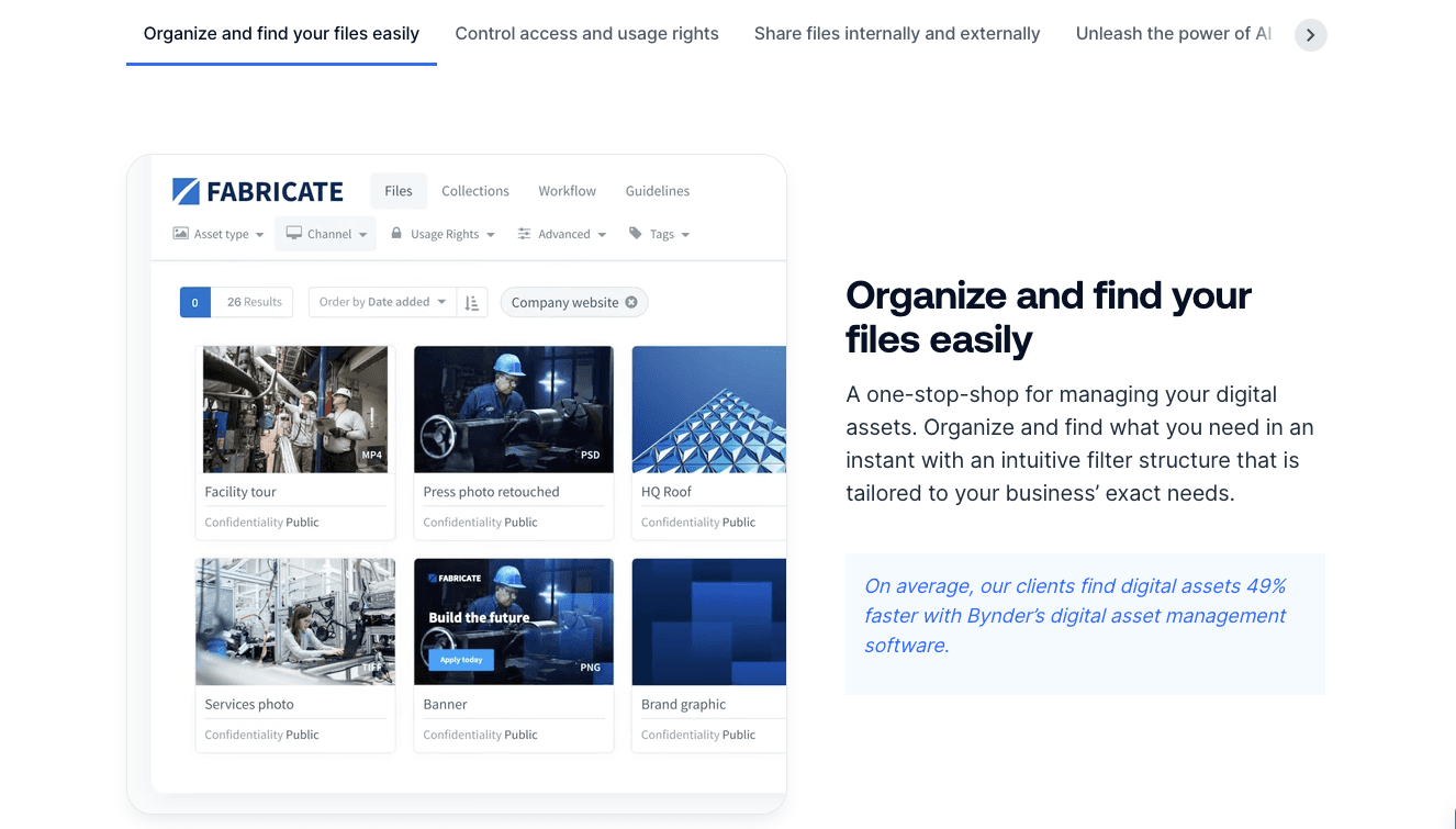 Organize and find your files easily with Bynder