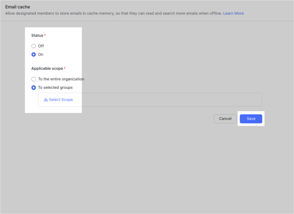 Admin | Use email caching