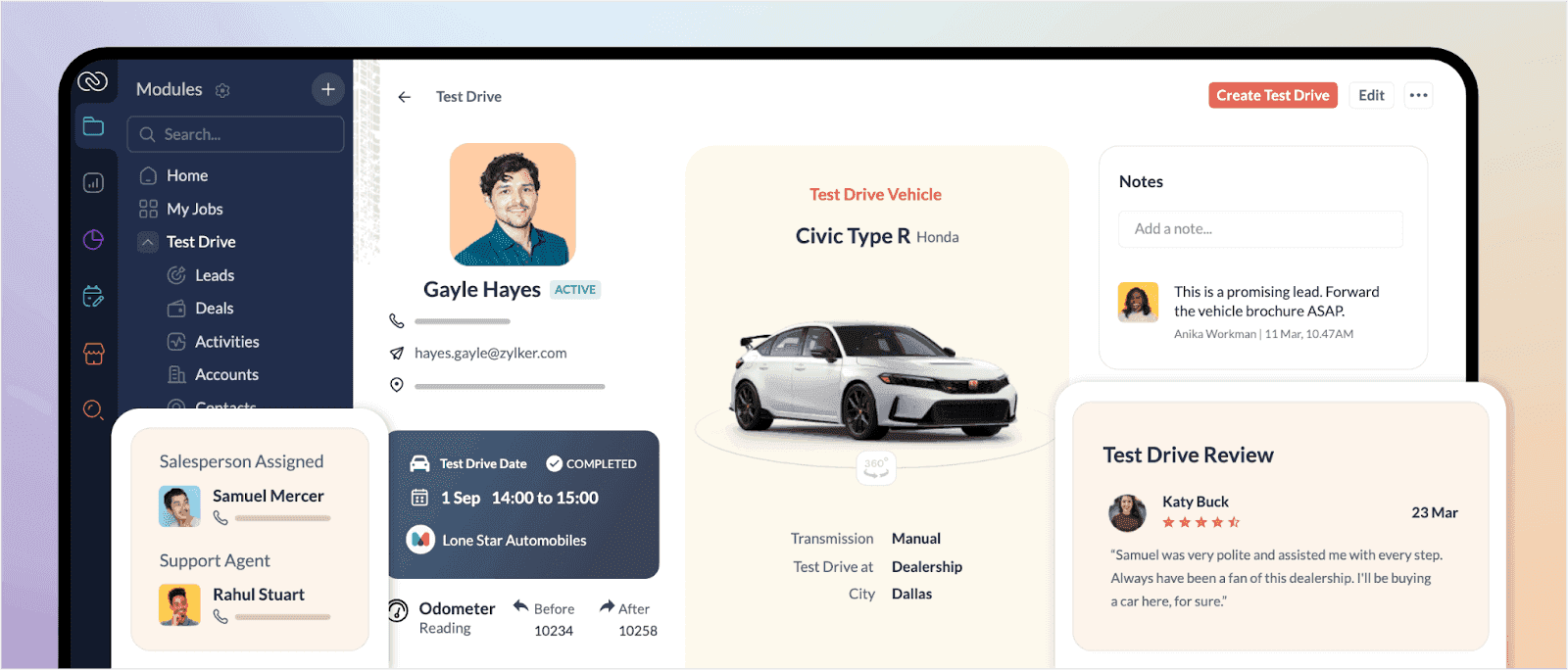 Interface of Zoho CRM