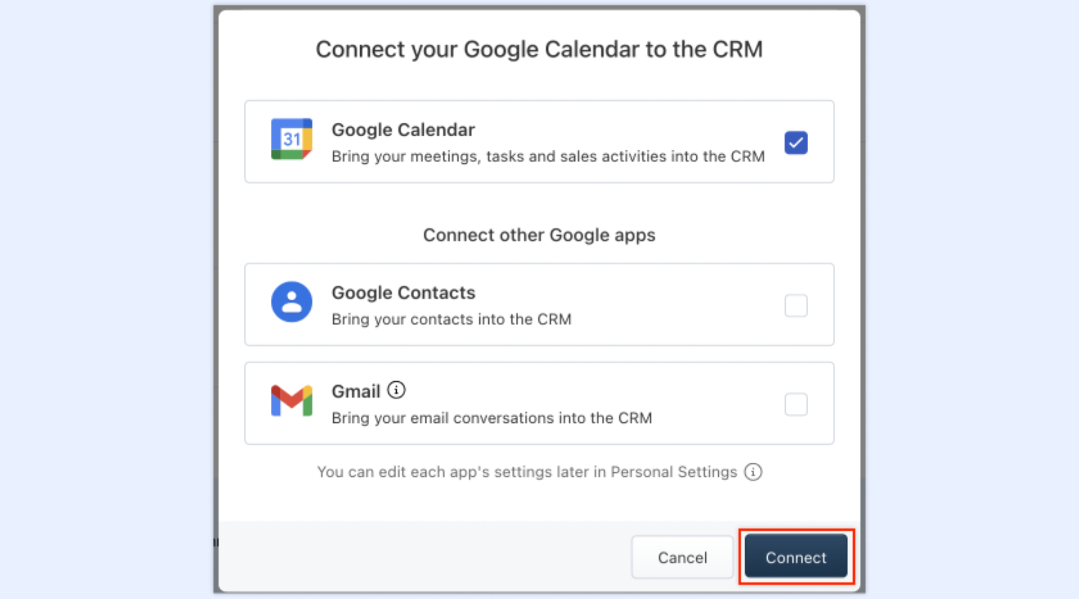 Connecting Gmail and Calendar