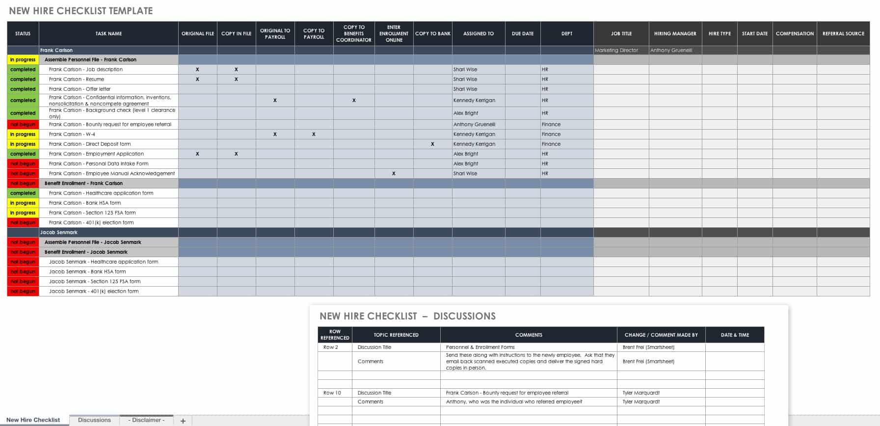 Smartsheet onboarding tracker with automation