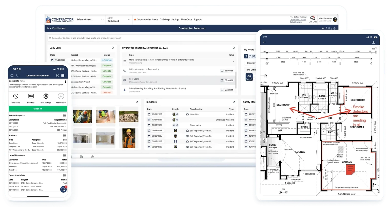 Contractor Foreman contractor management software