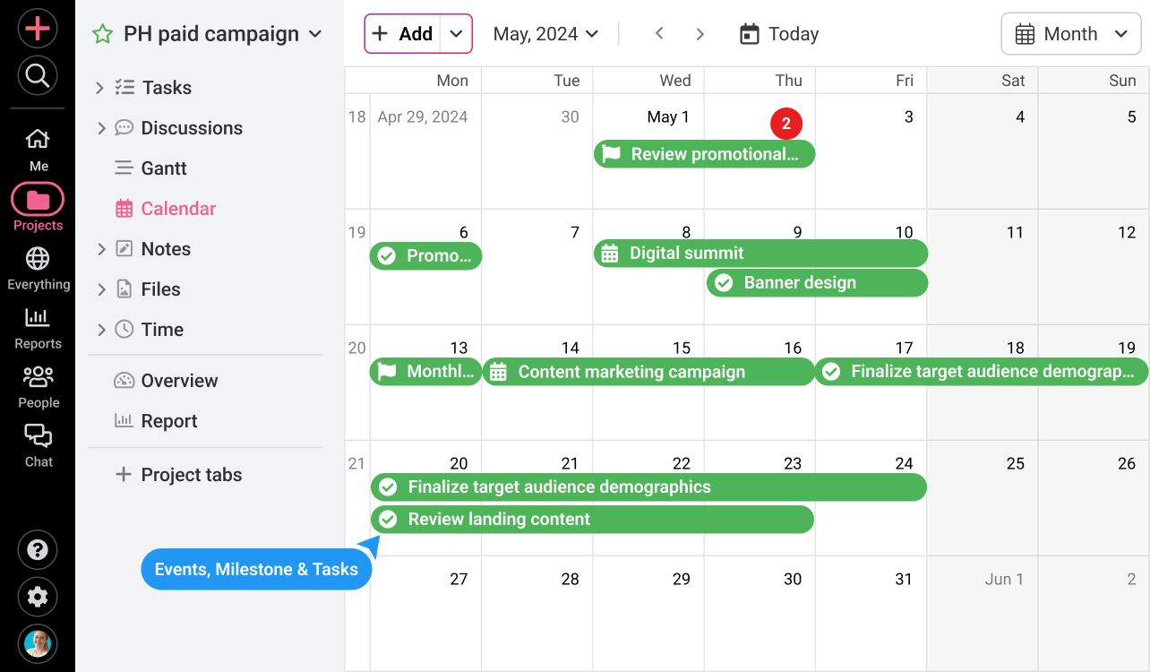 ProofHub: Team planning calendar