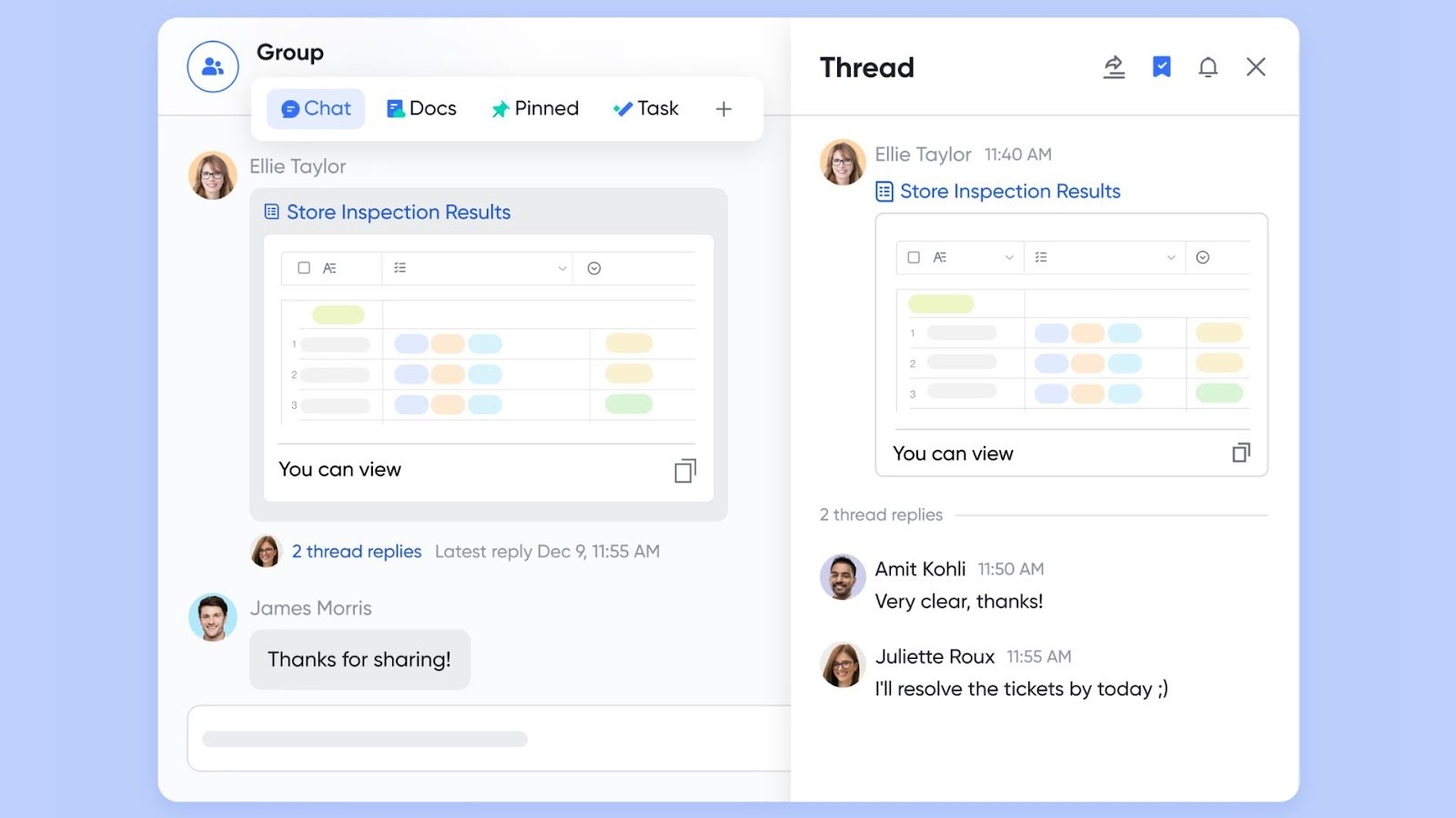 Lark Messenger's team communication and file sharing interface