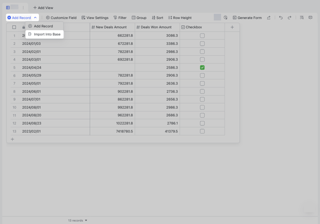 Batch import data in Base