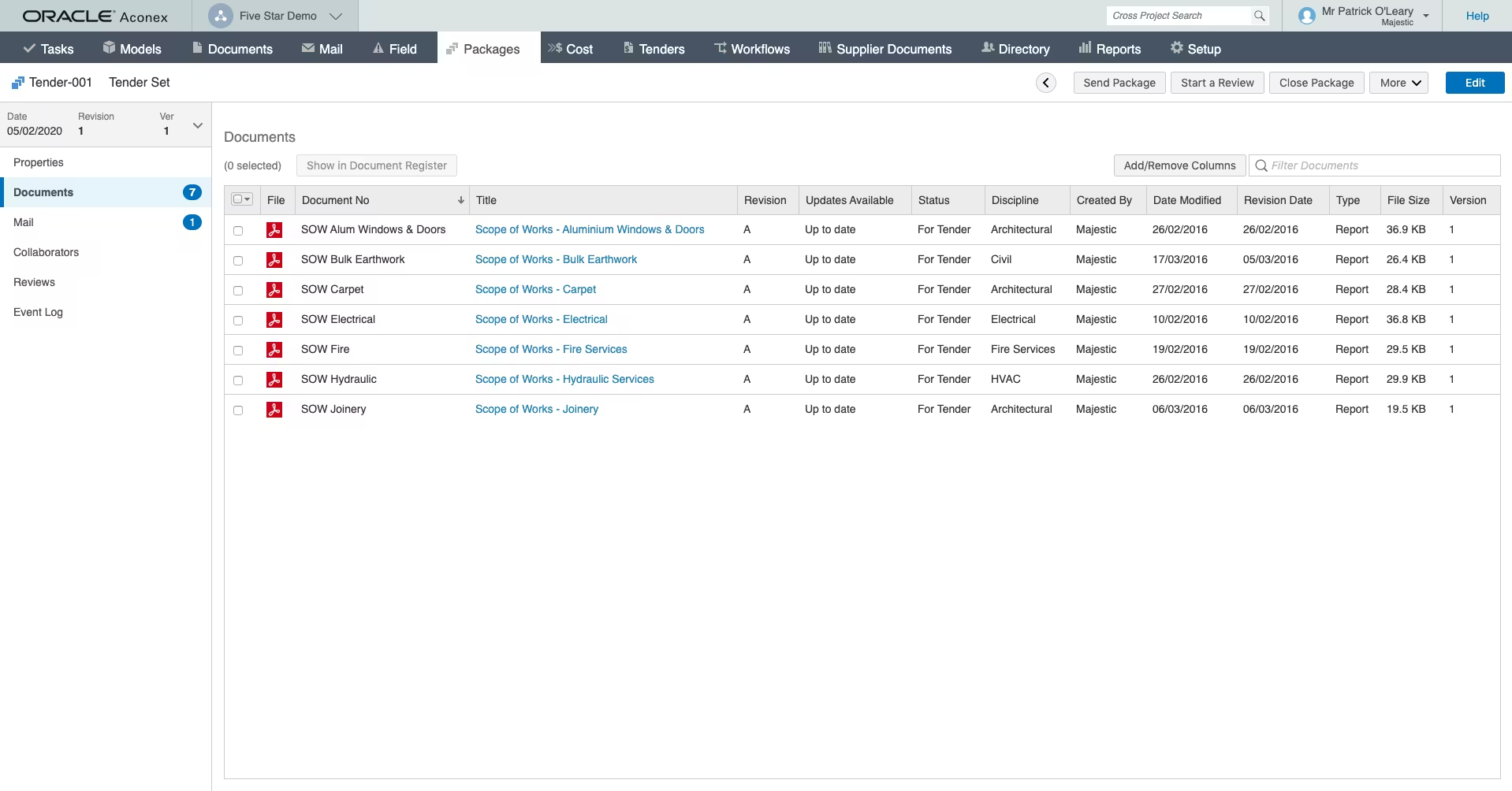 Aconex is an enterprise document control for construction
