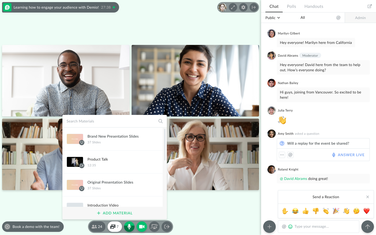 Demio marketing-focused webinar platform