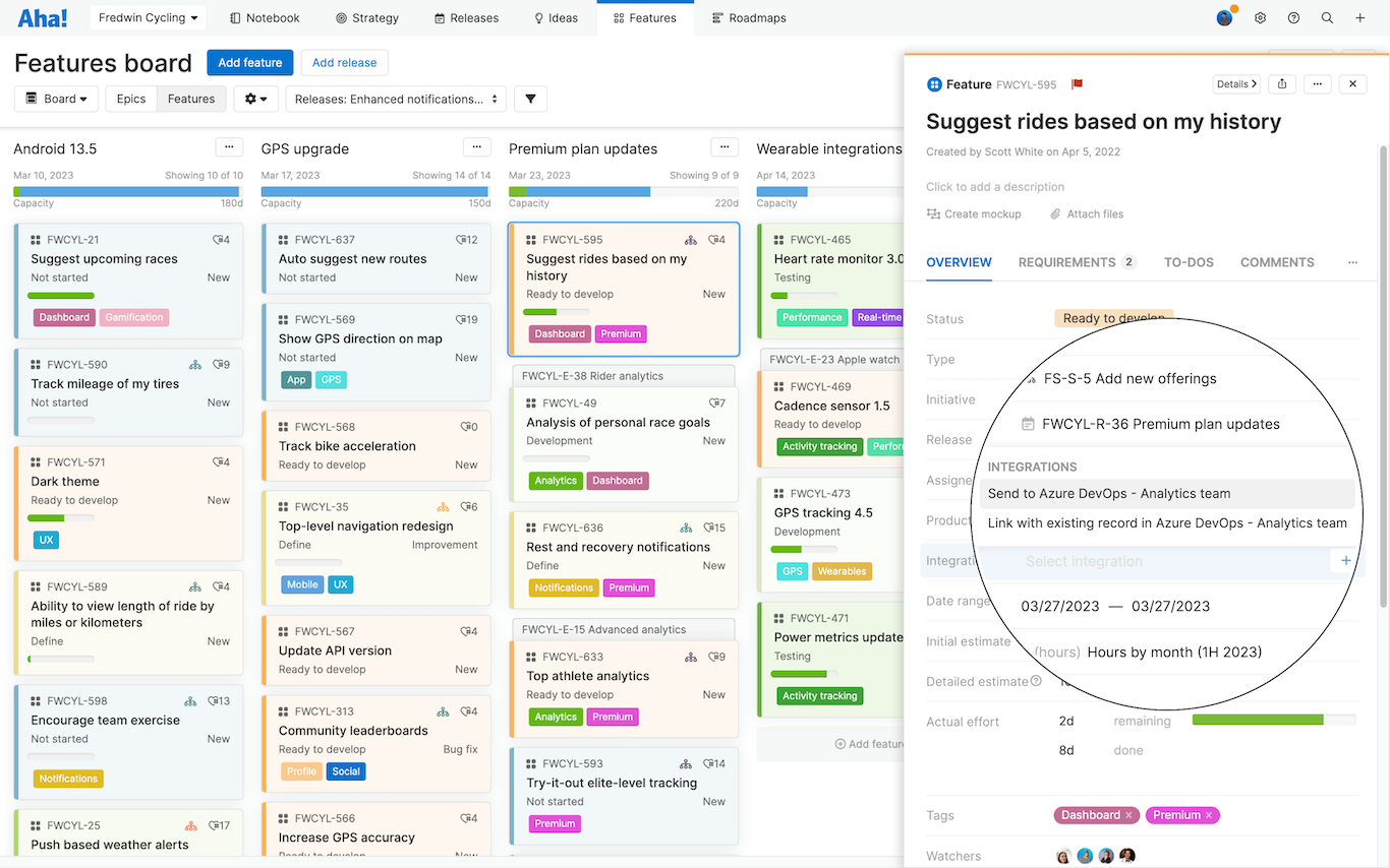 Aha! Roadmaps product and requirements planning