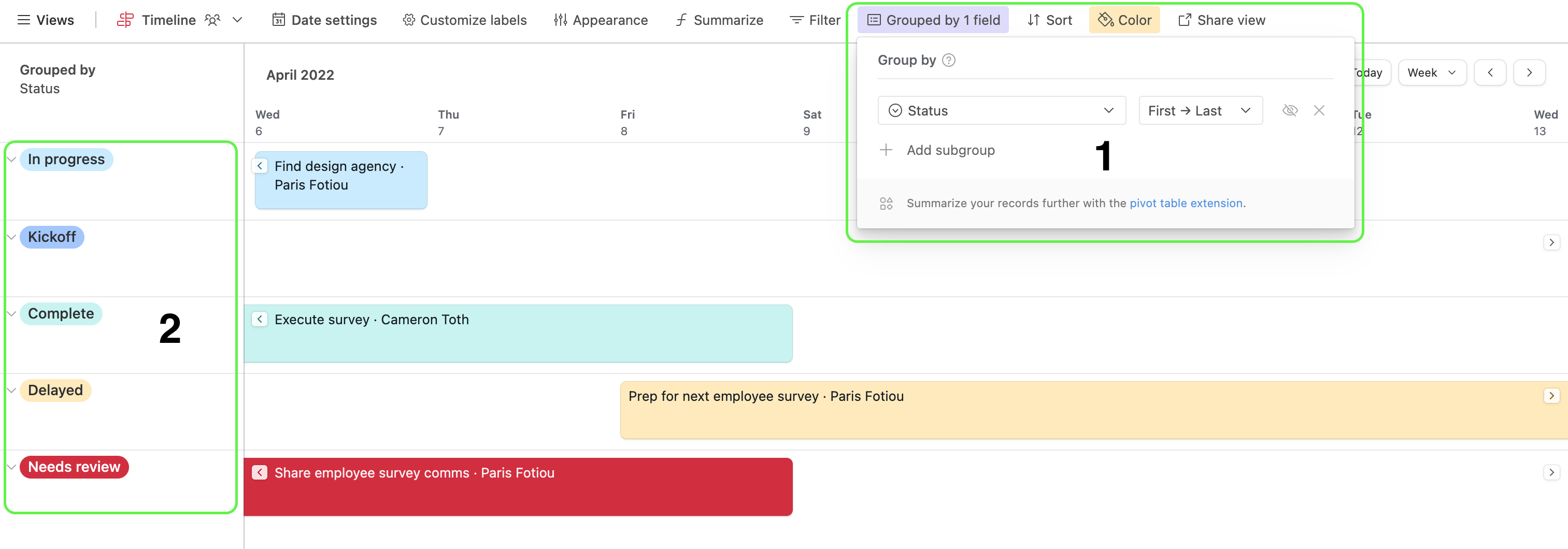 Airtable gantt view