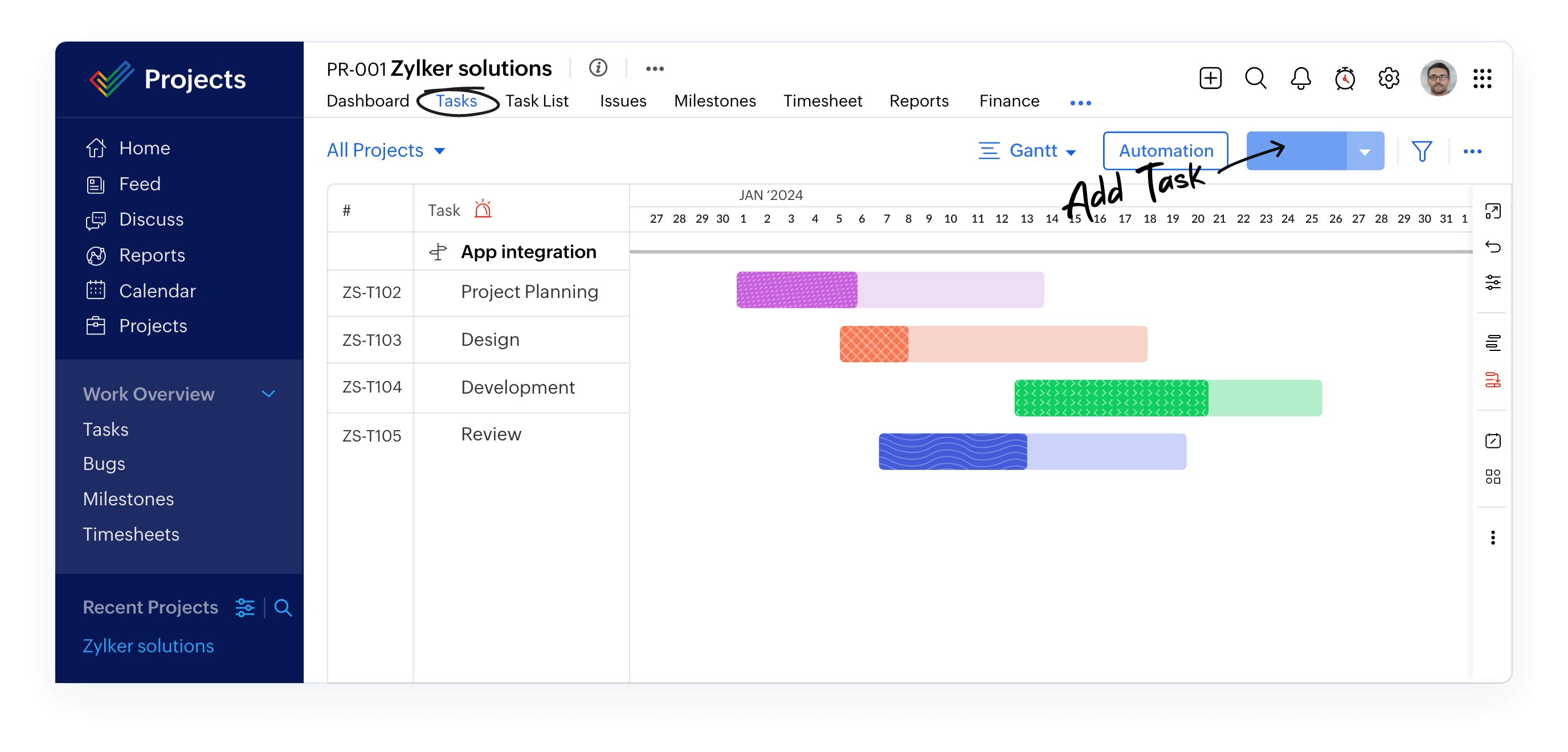Zoho for project management
