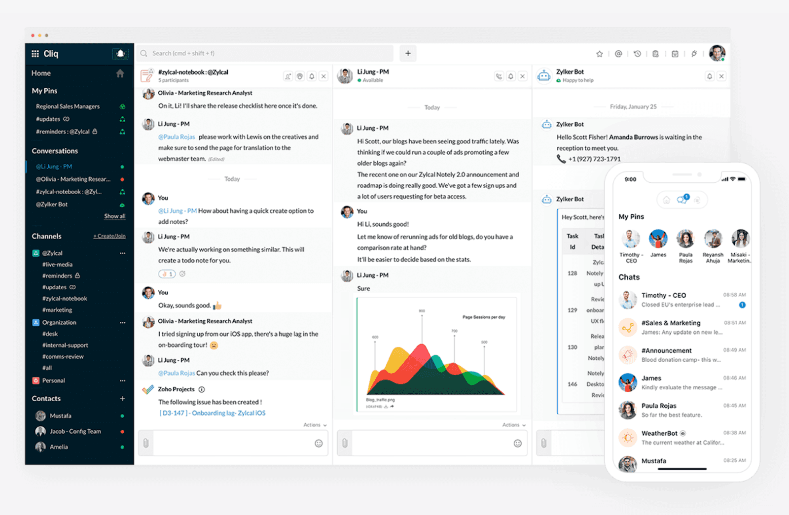Interface of Zoho Cliq