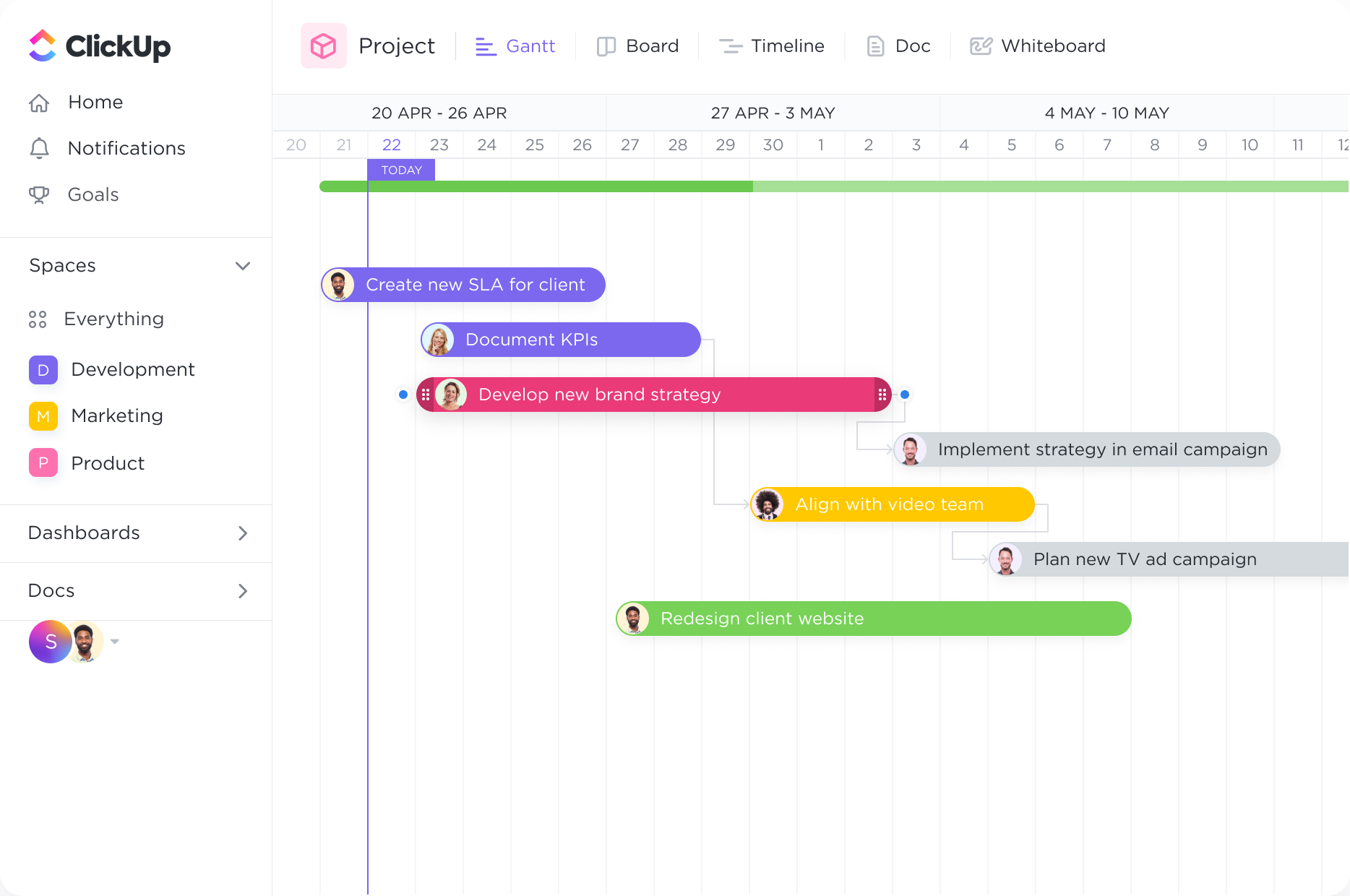 ClickUp: Task management and Gantt charts for construction workflows