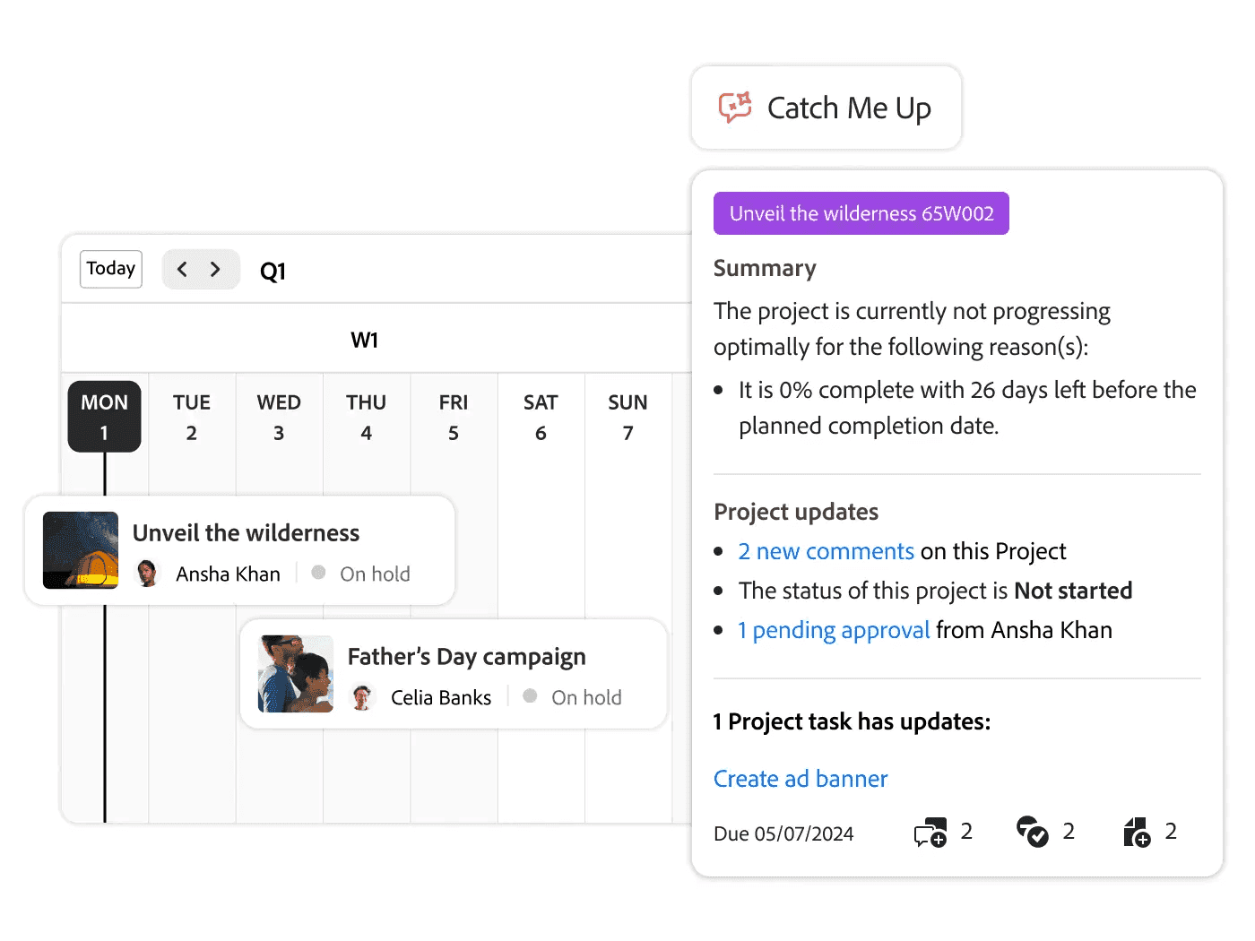 A screenshot of Adobe Workfront's project tools
