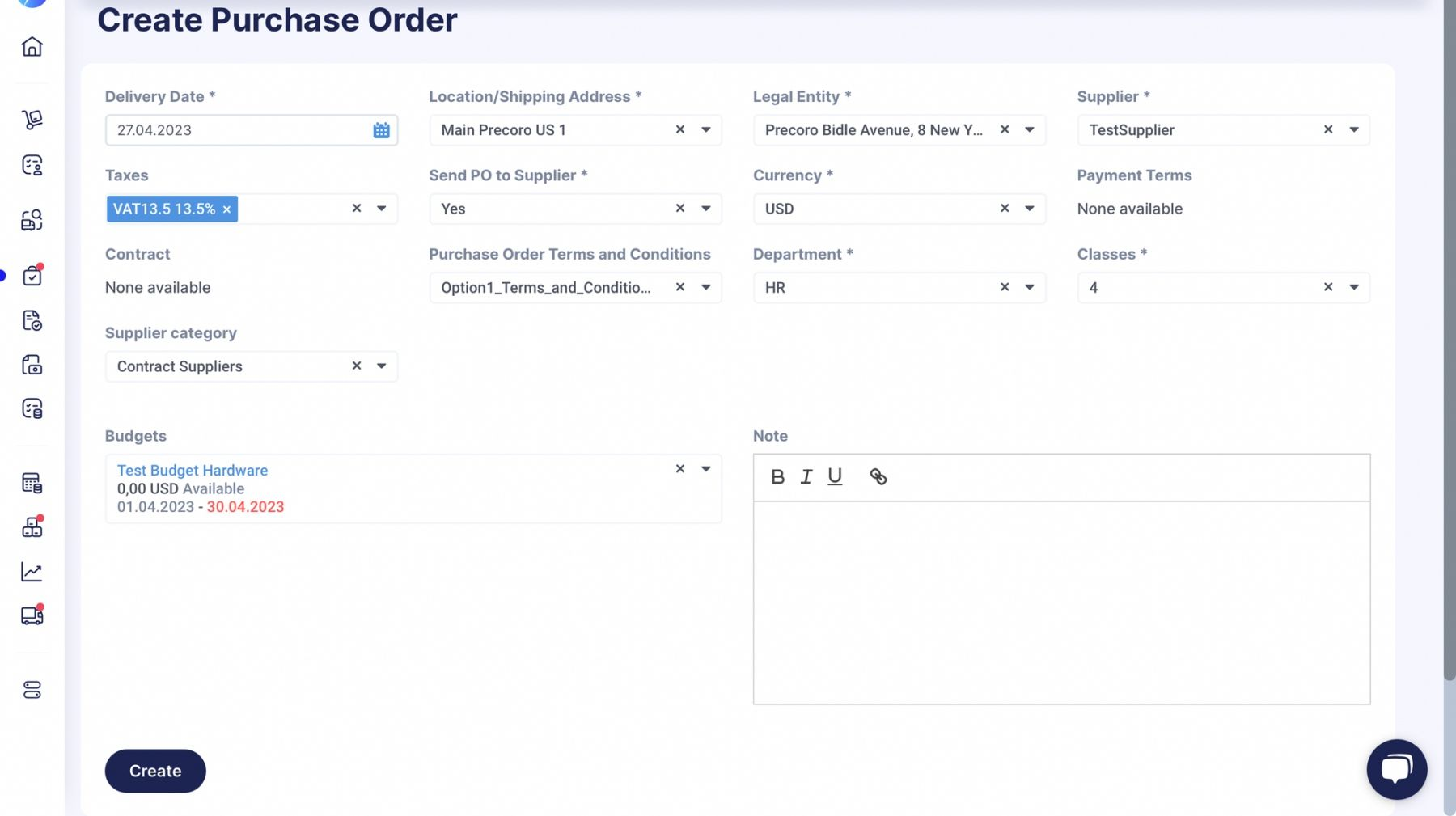 Precoro order management