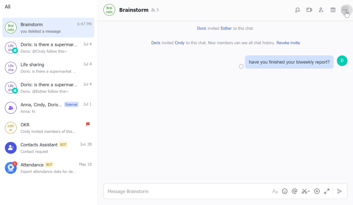 Lark messaging interface with Translate as You Type feature enabled
